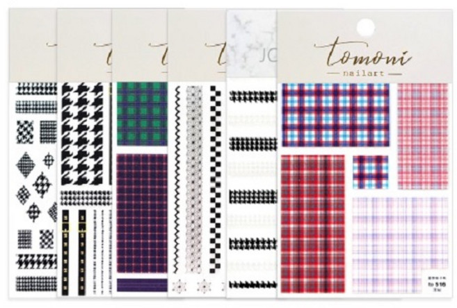 하운드 체크 네일스티커 6종 선택(8.5cmx12.5cm), 257, 1개