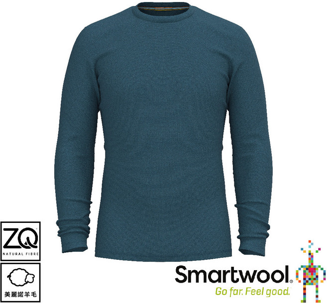 SmartWool 男 Thermal 美麗諾羊毛圓領長袖《霧幕光藍》