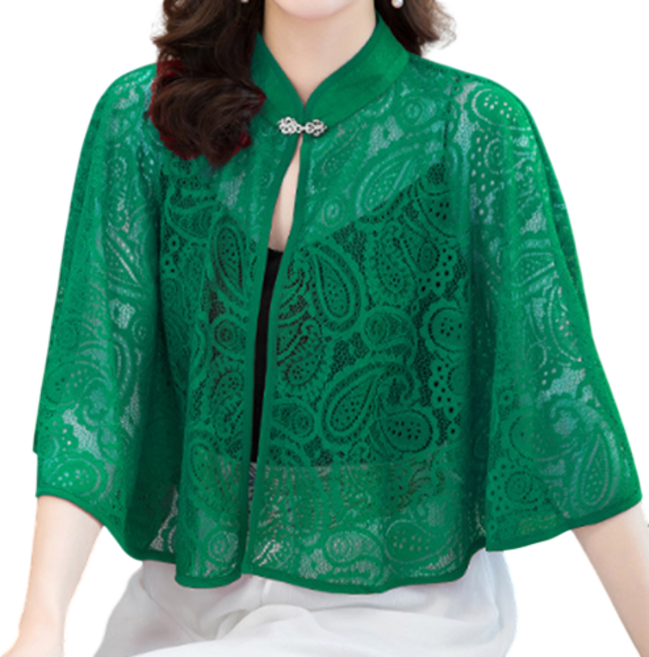 퀸스드레스 여성 레이스 케이프 숄 차이나카라 여름 하객룩 망토 합창단 가디건