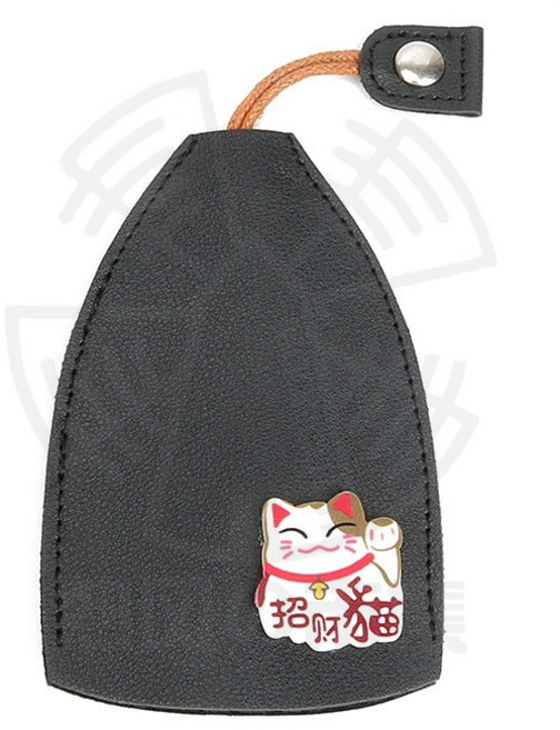 日式鑰匙收納套 汽車鑰匙包 兔子造型保護套, 1個, 抽拉式鑰匙包 - 招財貓（黑色）,訂單未滿99不出貨【不含運費】