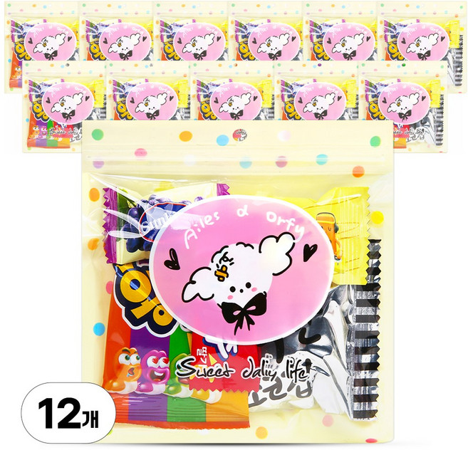 개별포장 간식 구디백 과자 어린이집 답례품, 12개, 1봉