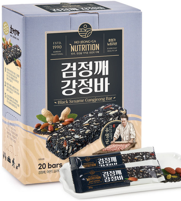 호정가 검정깨강정바 / 말랑말랑 쫀득한 고급한과간식, 400g, 1세트