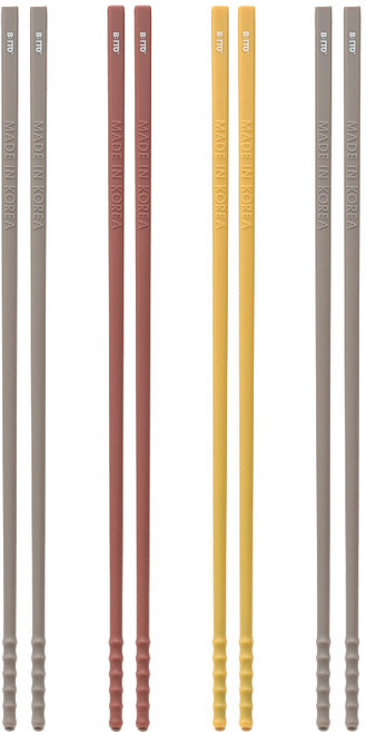 비비또 4인가족 실리콘 젓가락 세트, 1세트, 4매(골든크림,핑크브라운,아메리카노그레이2매), 혼합색상