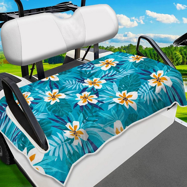 ENYORSEL 트로피컬 골프 카트 시트 커버 통기성 마이크로화이버 타월 담요 Fits 야마하 EZGO 클럽카 콘 등 2인승 및 4인승 51x31, Blue White
