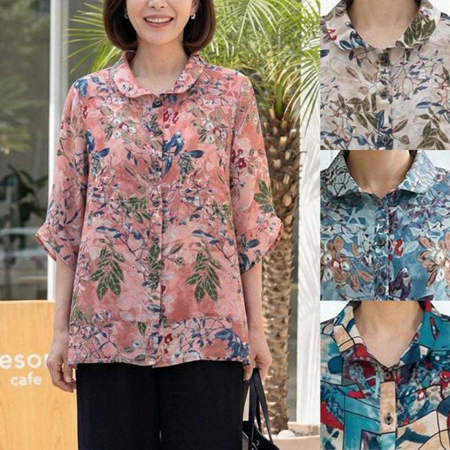 로즈맘 엄마옷 로즈맘 자연가득풍기인견카라블라우스