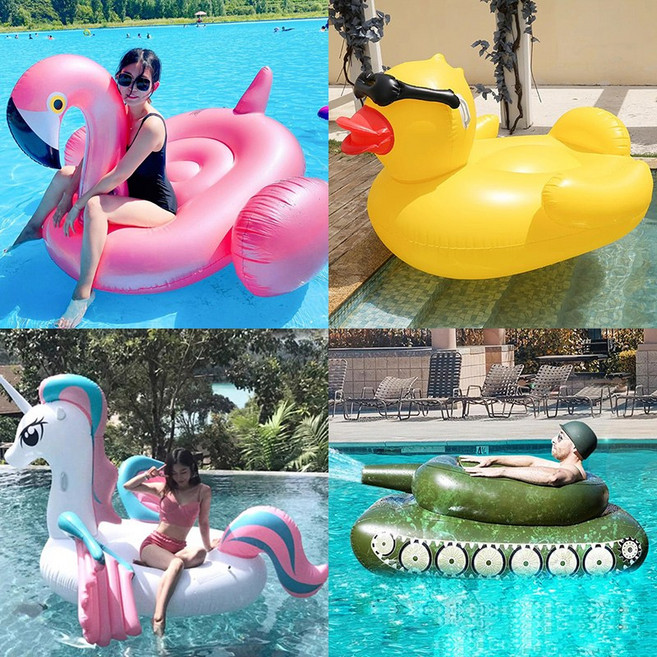 물놀이 대형 오리 상어 고래 튜브, 1세트, A타입 + 수동 공기주입기