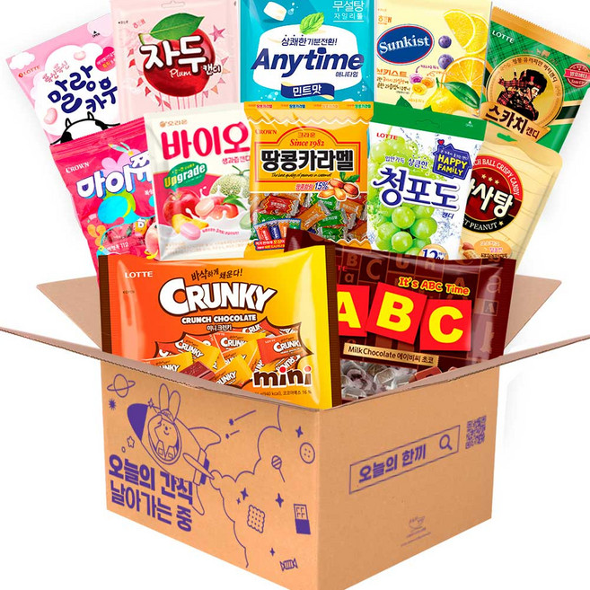 사무실 과자 세트 탕비실 간식 박스 달콤 사탕 젤리, 사탕젤리 12종, 1세트