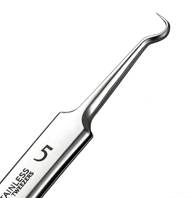 피지제거핀셋추천 여드름압출기의료용, 1개, 구부러진 예리한 핀셋