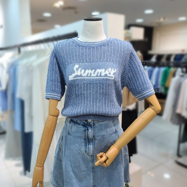 잇미샤 잇미샤 레터링크로쉐니트티셔츠(ITP5KPO140)_DG