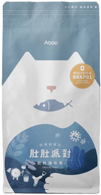 Abao 肚肚派對貓吃魚 挑食貓配方 專利益生菌 全齡貓乾糧, 1個, 4kg, 糧食