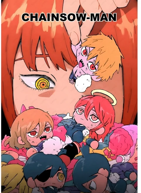 애니메이션 C-체인소맨 그림 캔버스 벽 예술 포스터 HD 프린트 긁힘 방지 완벽한 선물 아이디어, 03 15X20cmFrameless, 02 Black7