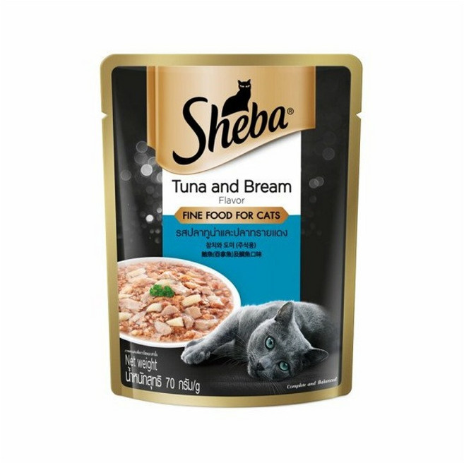 쉬바 1세이상 고양이 주식파우치, 참치+도미, 70g, 1개