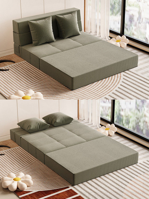 접이식 1인용 소파베드 거실 원룸 공간활용 침대형 다기능 패브릭 매트리스 확장형 좌식 리클라이너 의자형 소파베드, 120cm 다크 그레이 스펀지 스타일