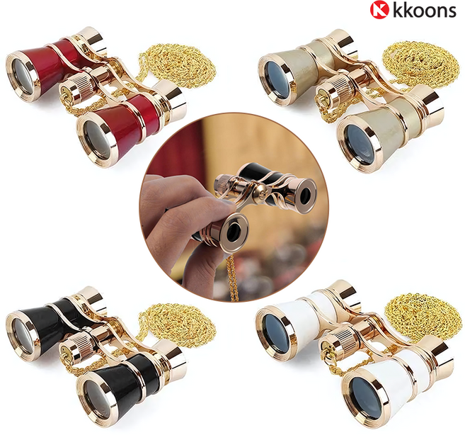 꾼스 고배율 뮤지컬 오페라 글라스 콘서트 휴대용 미니 망원경 목걸이형, 25mm