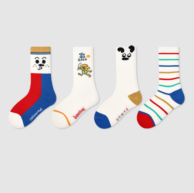콩지키즈 남아용 봄 바둑이 양말세트 아동 어린이 키즈 강아지 가을 남아양말 4켤레 세트 초등학생