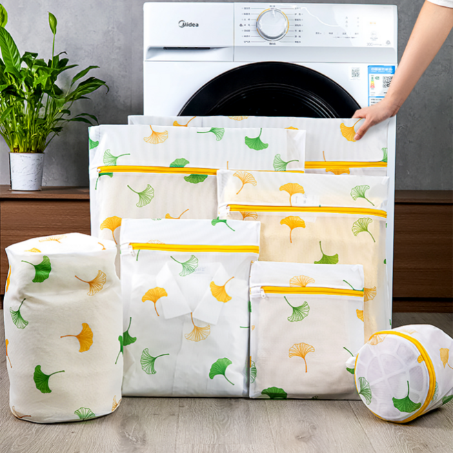 YOPENCE 지퍼 메쉬 세탁망 사각 원통형 빨래망 7종 세트, 1세트, 은행잎