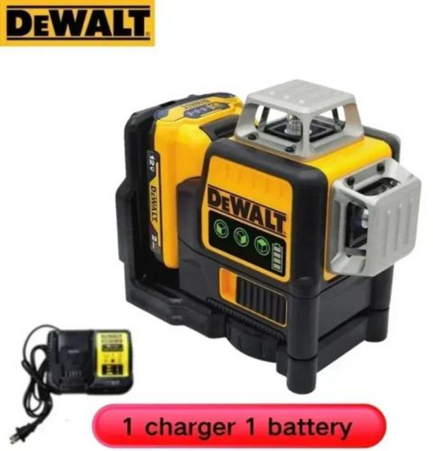 Dewalt 전문가용 레이저 레벨 그린 빔 라인 DW089LG 12 라인 12V 리튬 배터리 360 수평 수직 십자 야외, 1개, 03 US 1Battery 1Charger