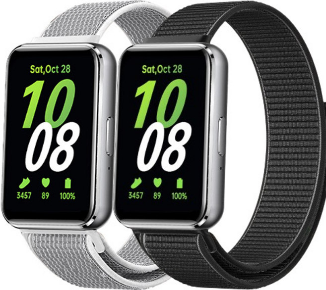 림스테일 갤럭시핏3 스트랩 나일론 스포츠 1+1, 블랙 + 화이트