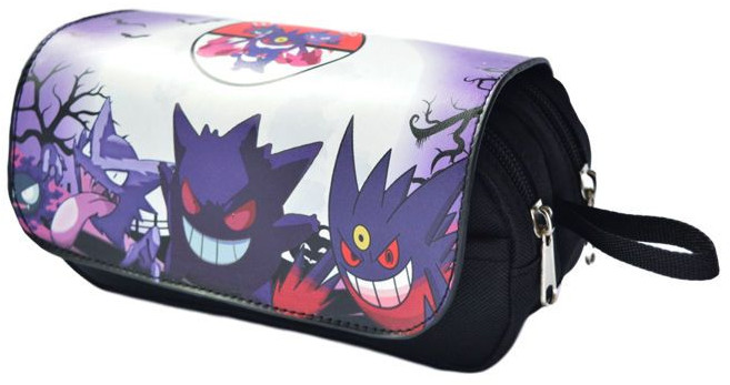 耿鬼動漫翻蓋筆袋, 1個, 黑色耿鬼筆袋