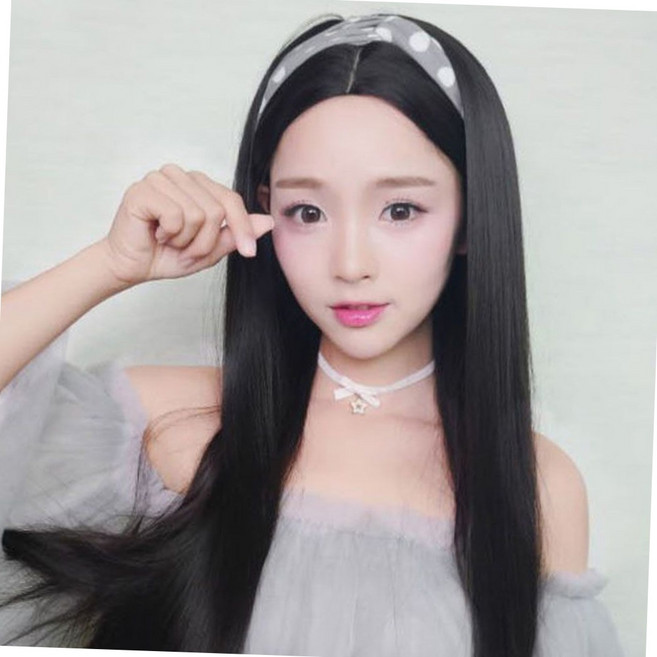 긴머리 통가발 생머리 스타일, 쉬미트-밀크_망X, 1개