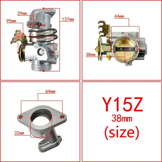 야마하 호환 Y15 LC150 EXCITER150용 바이크 오토바이 레이싱 스로틀 바디 32MM, 03 38MM