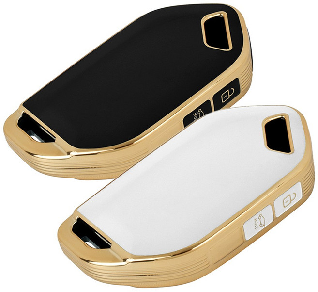 쥬롬 현대 기아 호환 TPU 자동차 키케이스 2개 화이트+블랙, KE5