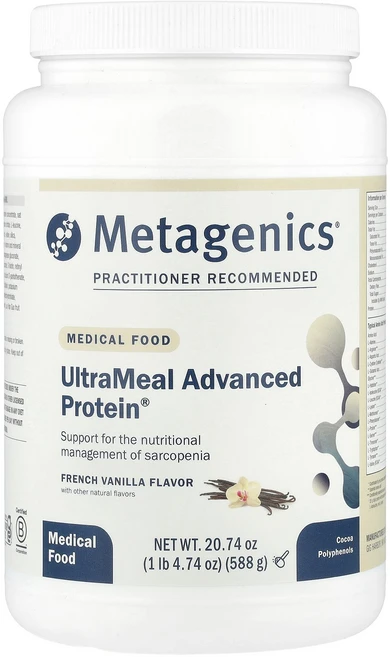 Metagenics 의료용 식품 UltraMeal Advanced Protein® 프렌치 바닐라 맛 588g(1lb 4.74oz) Metagenics (메타제닉스), 1개, 588g - 쿠팡