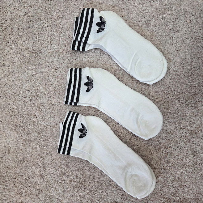 아디다스 TREF 발목 양말 ANK SCK 3세트 + 패션마스크, White