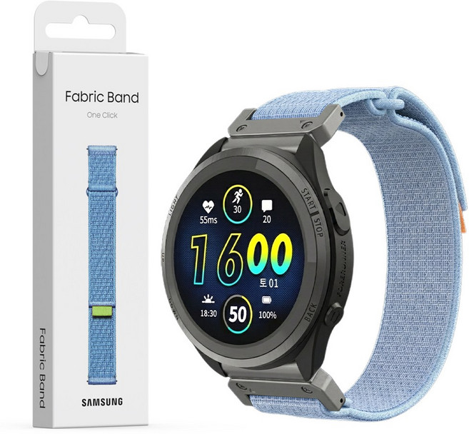 삼성 패브릭 가민 워치 퀵핏 스트랩 스포츠 루프 벨크로 밴드 ( 스트랩 + 퀵핏 어댑터 세트 ), 1세트, 블루 M/L