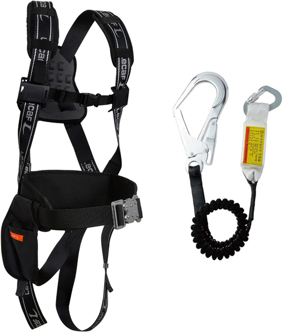 르까프 전체식 알루미늄 AL 엘라스틱 싱글죔줄 TA-023L 고급 관리자용 검정색 고소작업 안전벨트 추락방지, 1개, 블랙