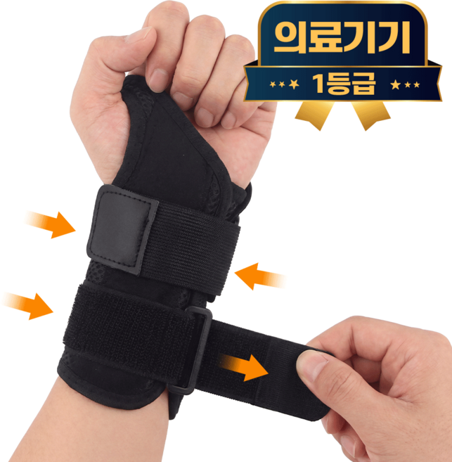 라이프엠디 의료용 손목 깁스 보호대 이중 스트랩 팔목 고정 부목 손목지지대 압박 밴드 손목아대 반깁스, 블랙, 1개