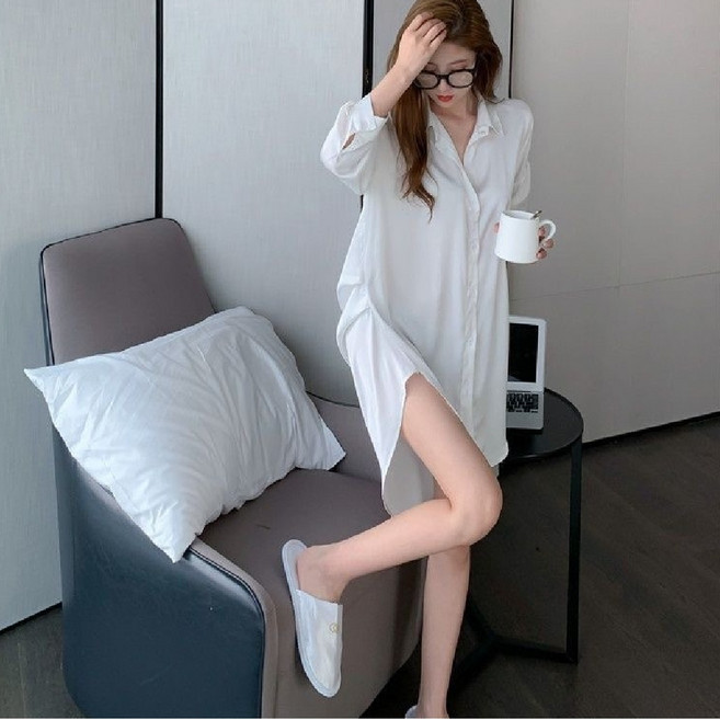 마리하우스 시스룩 실크 쉬폰 롱 셔츠 롱블라우스