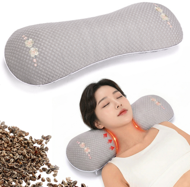 Leesheer 시원한 메밀 경추베개 높이조절 목베개 숙면 통기성 여름용, 1개, 그레이