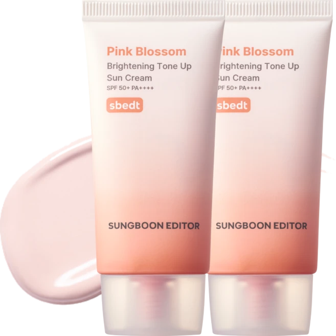 성분에디터 미백 수분 톤업 핑크블라썸 선크림, 2개, 50ml - 쿠팡
