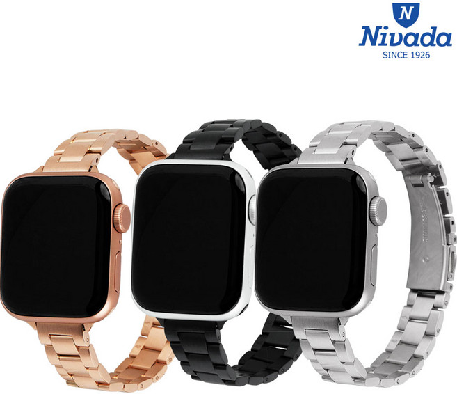 [NIVADA] 니바다 애플워치 호환 스트랩 3종 메탈밴드 5003 7 SE 6 5 4 3 2 1 세대 38 40 41mm