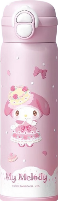 산리오 캐릭터 일러스트 듀얼 드링크 보온 텀블러 3292, 1개, 500ml, 핑크 마이멜로디