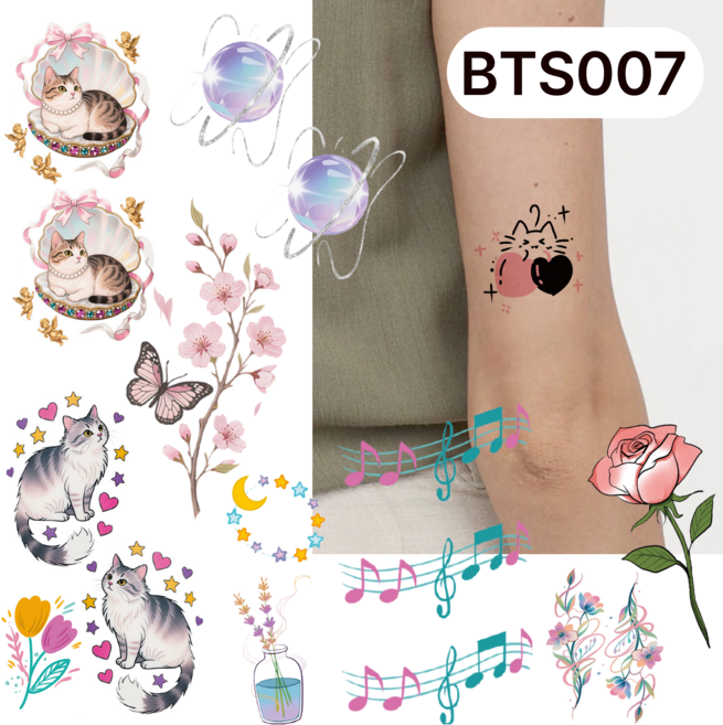 부띠끄38 미니 반영구 타투스티커 헤나 세트, 1개, BTS007
