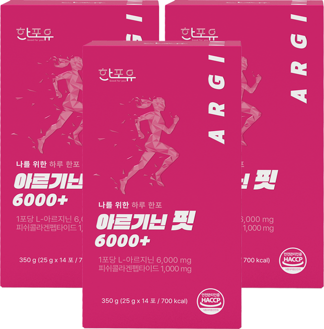 한포유 여성 아르기닌 핏 6000+ L아르기닌 고함량 젤리 콜라겐 14포, 350g, 3개