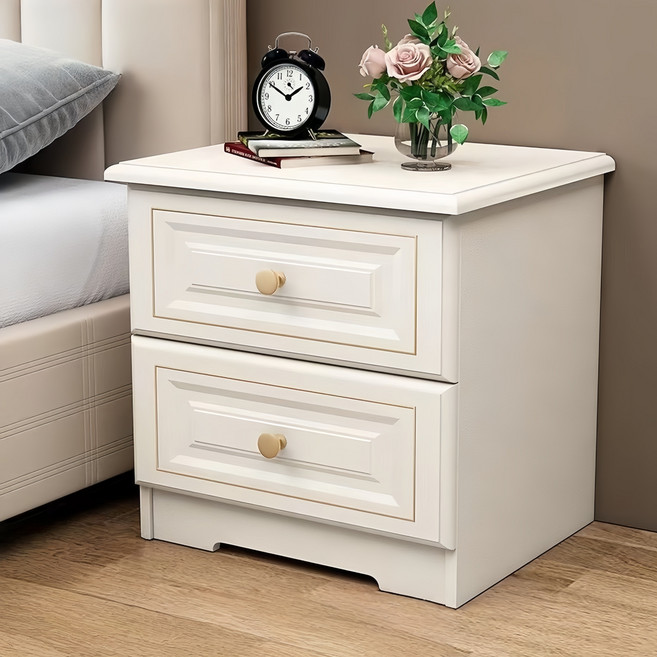 원목 모던 침대협탁 화이트 인테리어 침실 수납장 대용량 침대 협탁, 1개, 화이트2단