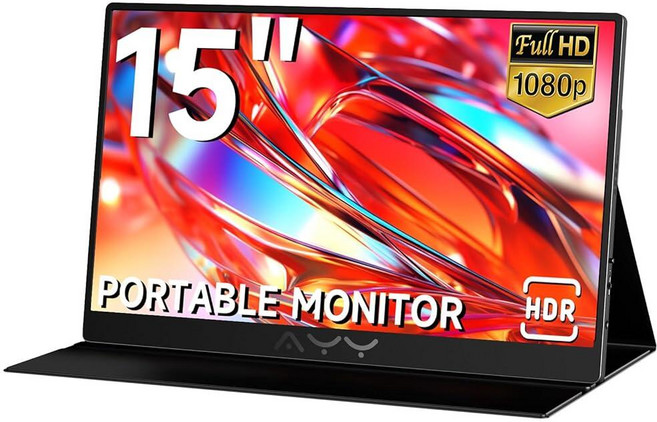 AYY 15.6인치 휴대용 모니터 1080P FHD USB-C HDMI 외장 디스플레이 노트북 폰 MAC PS5 스위치 Xbox용 울트라 슬림 100% sRGB 휴대용 세컨, 60Hz/IPS/1080P