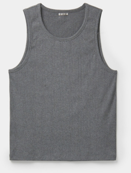 쿠어 COOR 스쿱넥 리브드 탱크 탑 멜란지그레이