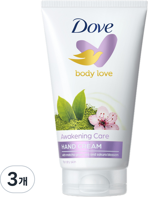 도브 바디러브 어웨이크닝 케어 핸드크림 그린티 앤 라벤더 향, 75ml, 3개