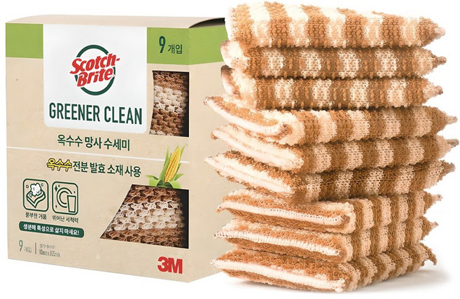 [3M]내츄럴 옥수수 그물망사수세미 2입(일반세척용), 9개입, 1개