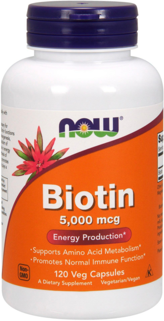 NOW Foods 生物素素食膠囊 5000mcg, 120顆, 1罐