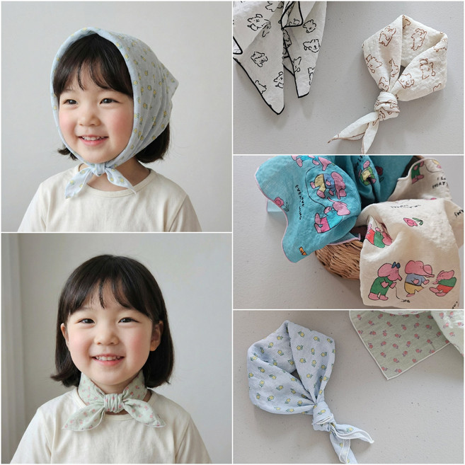 아동 여성 캐릭터 손수건 목수건 스카프 도시락 등산 보자기 국내생산