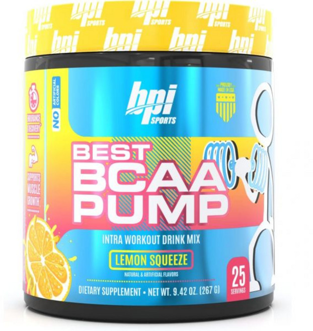 BPI Sports Best BCAA Pump - BCAA Powder Intra Workout Sports Drink with Branched Chain Amino Acids, Lemon Squeeze, 1개, 267g