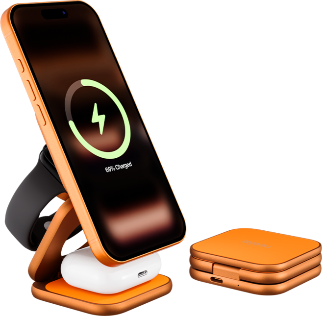 니케 Squarewon Gen2 Qi2 25W 3in1 맥세이프 무선 충전기, 1개, 코스믹 오렌지 (Limited)