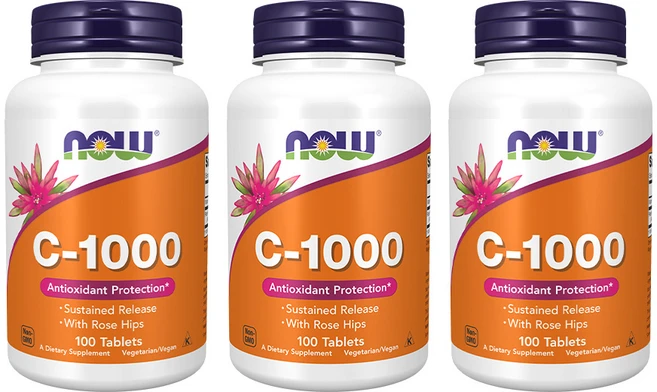 [2+1] Nowfoods 나우푸드 C1000 100정 비타민C 로즈힙 비타민씨 아스코르브산 아스코르빈산 고약사 약들약 3개 - 쿠팡