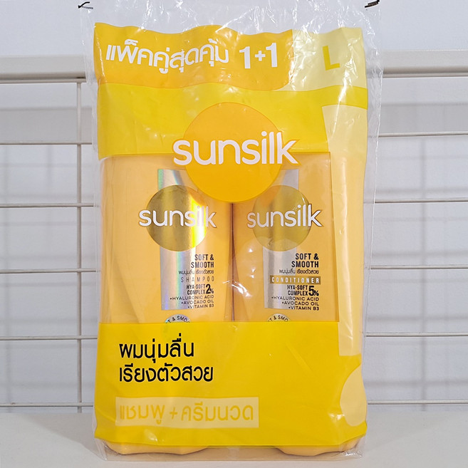 태국 썬실크 Sunsilk 샴푸+컨디셔너 세트상품 노랑색 Soft & Smooth, 2개, 625ml
