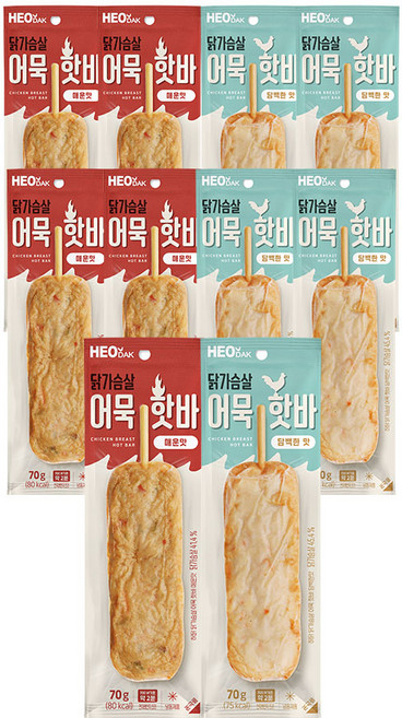 허닭 닭가슴살 어묵 핫바 70g 2종 혼합, 10개